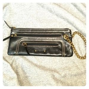 Axcess faux brown leather clutch/wristlet